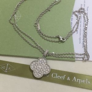 ALHAMBRA COLLECTION 18K WHITE GOLD COLORLESS DIAMOND NECKLACE FOR WOMEN